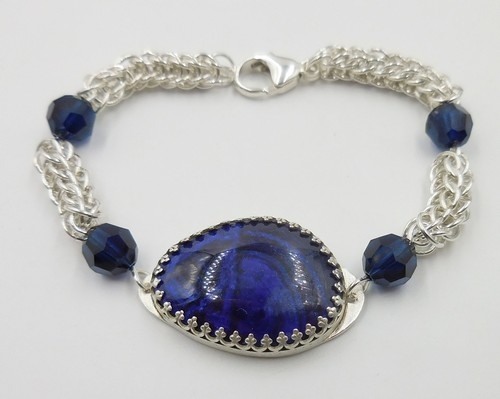DKC-1197 Bracelet, Azurite and S/S Blue Swarovski Crystal $230 at Hunter Wolff Gallery